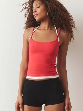 Urban Outfitters Out From Under Cotton Compression Layered Cami Top Red White